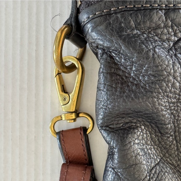 FOSSIL EXPLORER Foldover BLACK Leather Crossbody Messenger Shoulder Bag Tote - Picture 8 of 11